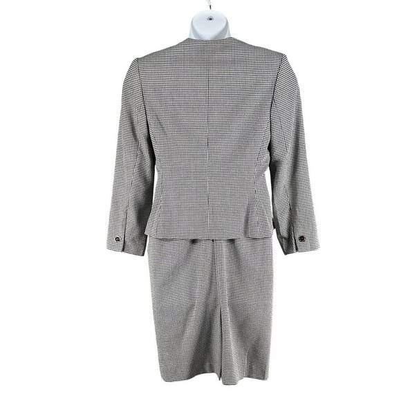 Kasper ASL Womens 8 Black White Houndstooth Blazer Skirt Set Power Suit Timeless - Picture 2 of 16